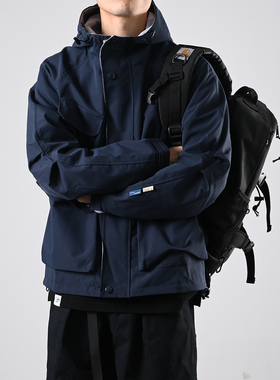 XGI日系复古冲锋衣外套男高街连帽工装夹克痞帅秋装上衣男装搭配
