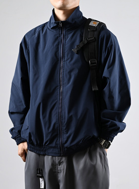 XGI肌理感潮牌夹克外套男立领春秋季日系纯色宽松休闲百搭冲锋衣