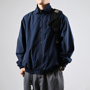 XGI肌理感潮牌夹克外套男立领春秋季 日系纯色宽松休闲百搭冲锋衣