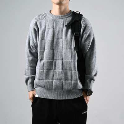 秋冬新款套头毛衣男2025高级感圆领百搭宽松线衣复古针织衫