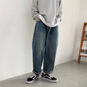 2025春季新款通用经典男阔腿老爹裤直筒九分牛仔裤 K963 P40图片