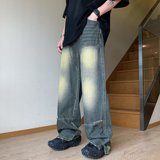 2025新款复古破洞牛仔裤男嘻哈hiphop宽松直筒长裤NZ19559，男装牛仔裤，星座1108-1