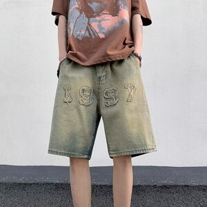 2025夏季新款男士直筒牛仔短裤DK6665P40,时尚香肩怎么搭配图片