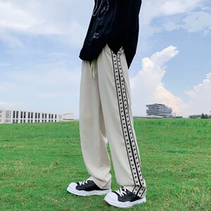 2023美式条纹运动裤男直筒宽松垂感休闲长裤子潮牌卫裤 K1951 P38图片