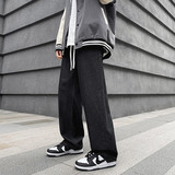 港风2025春夏新款牛仔裤男宽松简约直筒裤松紧牛仔裤K633P40，男装牛仔裤，星座1108-1
