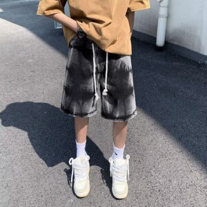 2025夏季新款潮流扎染男士牛仔短裤 DK6675 P45图片