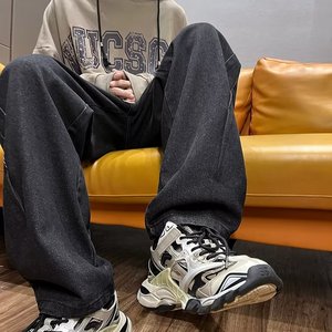 2025春新款美式复古男宽松阔腿直筒长裤痞帅工装牛仔裤K1722P45