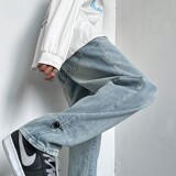 2025春新款牛仔裤男女水洗复古宽松直筒牛仔裤K206P55，男装牛仔裤，星座1108-1