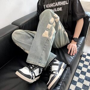 2025夏新款韩版直筒青春休闲中腰水洗个性牛仔长裤男 K9063 P50图片