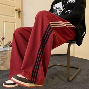 2025新款潮流裤子男条纹运动卫裤宽松直筒长裤休闲裤 K109 P30图片