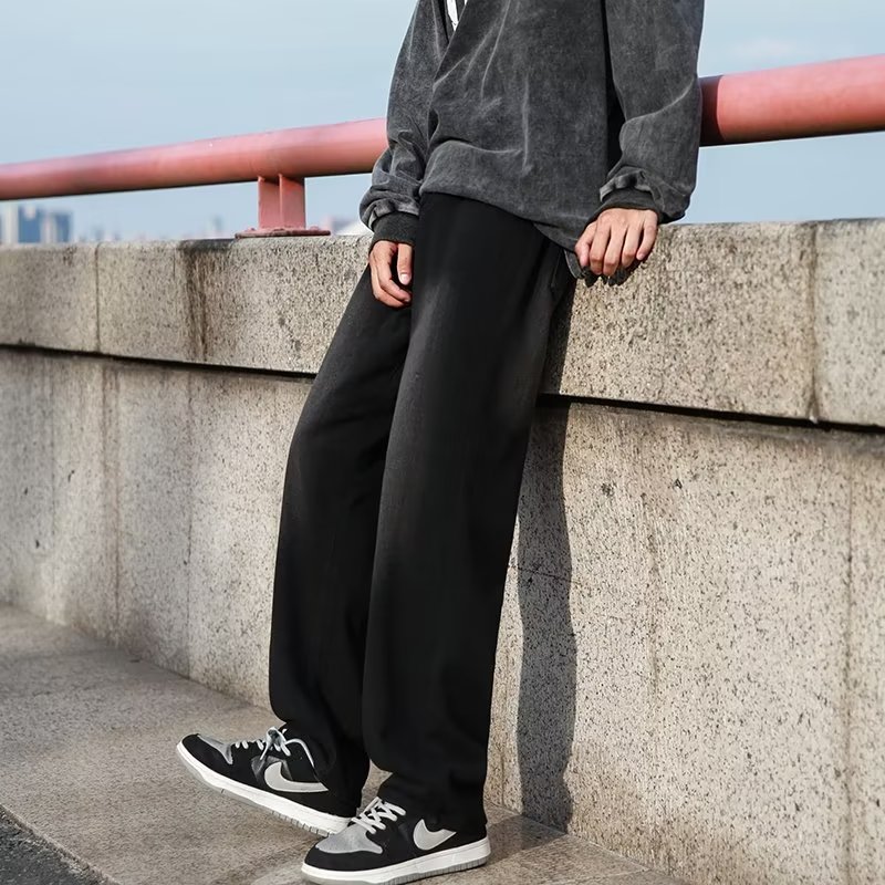 2025春新款宽松水洗阔腿老爹裤渐变直筒牛仔裤男长裤K1081P40,男装牛仔裤,星座1108-1