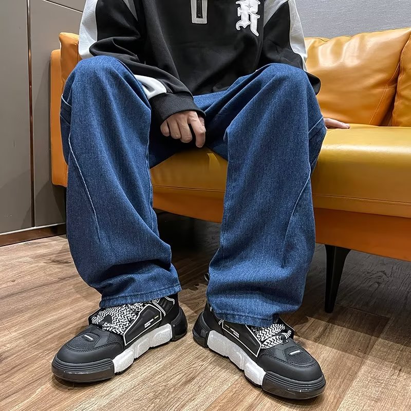 2025春新款美式复古男宽松阔腿直筒长裤痞帅工装牛仔裤K1722P45,男装牛仔裤,星座1108-1