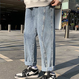 2025春街头男士牛仔裤直筒宽松长裤子男裤学生阔腿裤K808P50，男装牛仔裤，星座1108-1