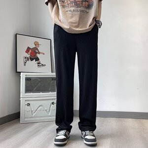2025夏季免烫仿棉百褶冰丝裤男士休闲直筒裤K9526P35
