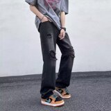 2025夏季新款男士破洞牛仔裤休闲宽松直筒牛仔长裤K2223P40，男装牛仔裤，星座1108-1