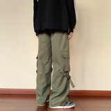 2025春季美式冲锋裤子男痞帅多口袋宽松直筒工装休闲长裤K27，男装工装外套，星座1108-1