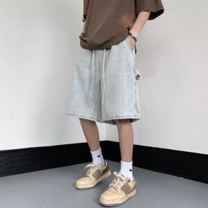 2025夏季新款复古牛仔短裤男五分裤宽松牛仔短裤 DK6001 P40图片