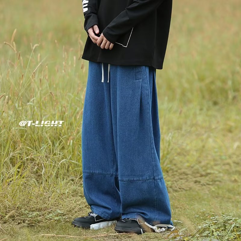 2025春松紧腰宽松美式复古高街ins潮大码束脚裤牛仔裤男K405P45,男装牛仔裤,星座1108-1