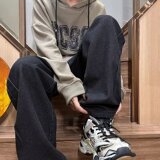 2025春新款美式复古男宽松阔腿直筒长裤痞帅工装牛仔裤K1722P45，男装牛仔裤，星座1108-1