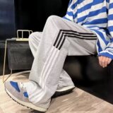 2025新款三条杠裤子男条纹运动卫裤宽松直筒长裤休闲裤K109P30，男装休闲裤，星座1108-1