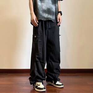 2025夏季新款纯棉工装裤纯色直筒长裤休闲裤男 K8827 P65图片