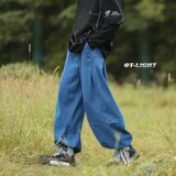 2025春松紧腰宽松美式复古高街ins潮大码束脚裤牛仔裤男K405P45，男装牛仔裤，星座1108-1