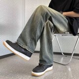 2025夏季新款男士牛仔裤直筒猫抓磨破休闲牛仔长裤K729P45，男装牛仔裤，星座1108-1