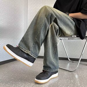 2025夏季新款男士牛仔裤直筒猫抓磨破休闲牛仔长裤 K729 P45图片