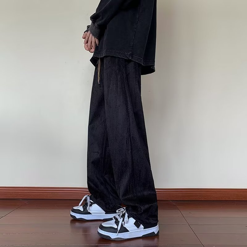 2023纯色灯芯绒休闲裤男美式裤子男宽松潮牌束脚裤K44P35,男装休闲裤,星座1108-1