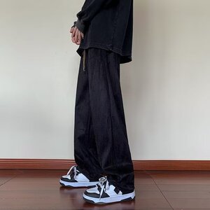 2023纯色灯芯绒休闲裤男美式裤子男宽松潮牌束脚裤 K44 P35图片