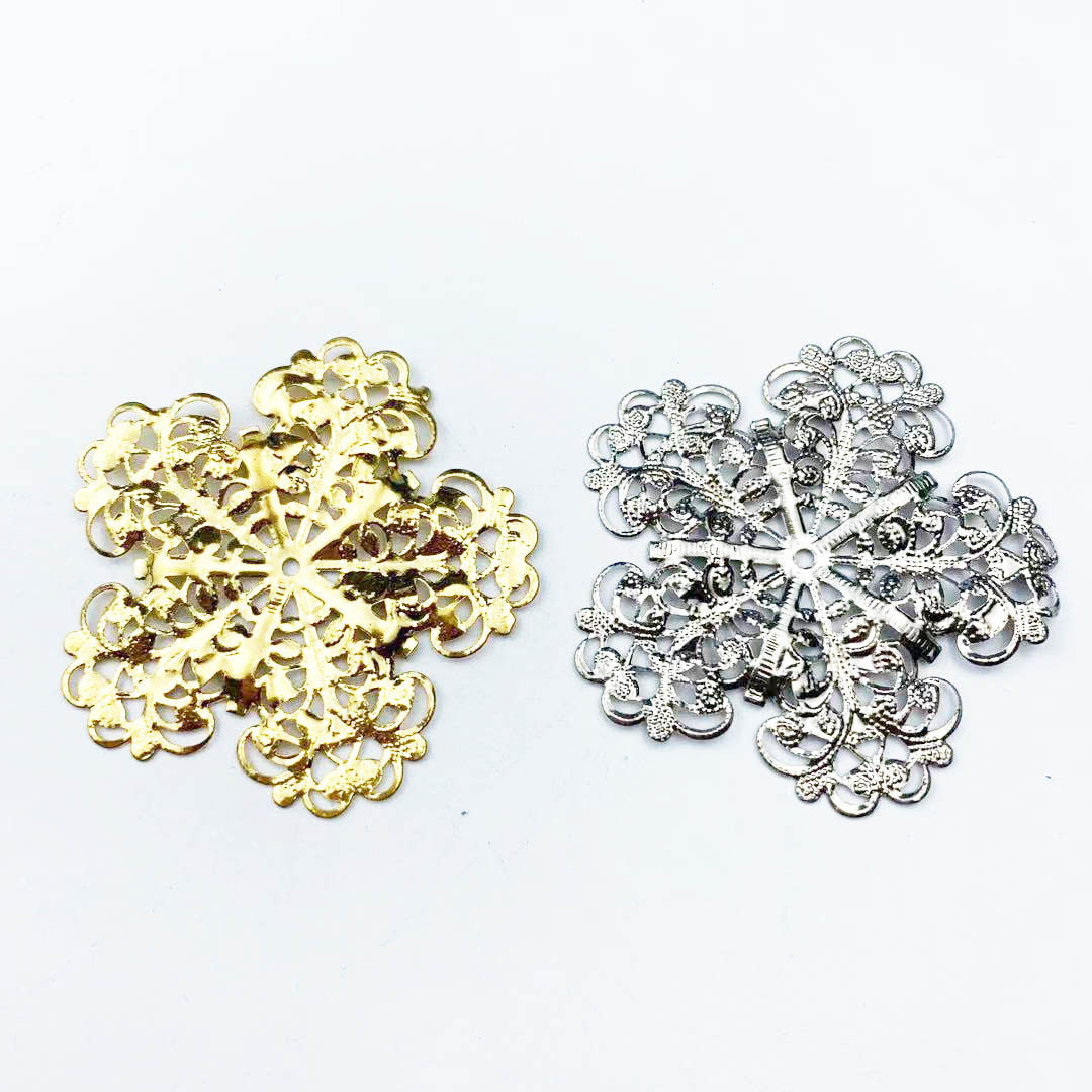 diy饰品配件 51mm五叶花片 filigree flower  镂空五瓣花金属片
