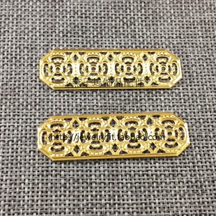 diy饰品配件47mm金色底托长条花片复古发簪古风戏曲材料配件