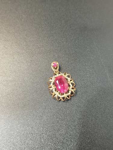 天然红碧玺吊坠玫瑰金镶嵌钻石定制彩宝项链