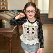 女童韩版 印花修身 插肩袖 儿童长袖 T恤 上衣2026春季 栀了成长记童装