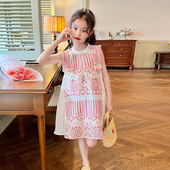 新款 栀了成长记童装 女童刺绣雪纺连衣裙夏季 儿童小女孩压褶背心裙