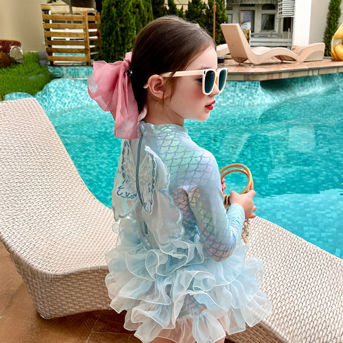 栀了成长记女童长袖防晒泳衣