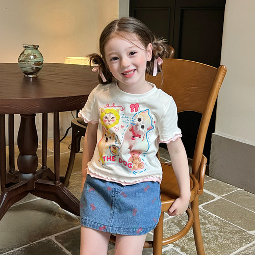 栀了成长记女童短袖假两件上衣