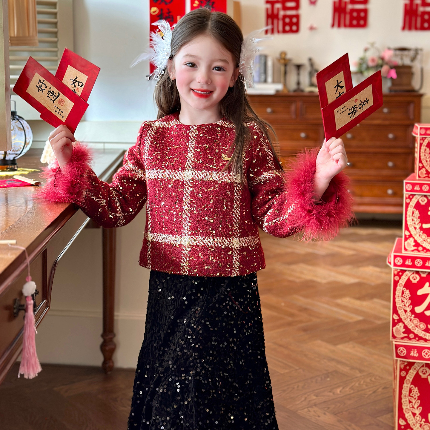 栀了成长记童装女童新年小香风上衣2025冬季儿童时髦夹棉格子外套,童装/婴儿装/亲子装,普通外套,淘宝优惠券,粉丝福利购,淘宝优惠卷