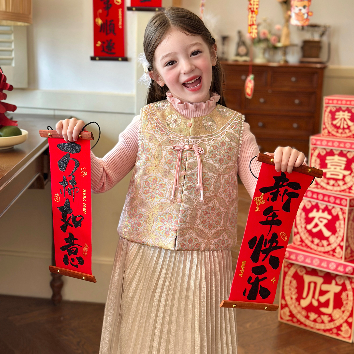 栀了成长记女童冬季夹棉马甲