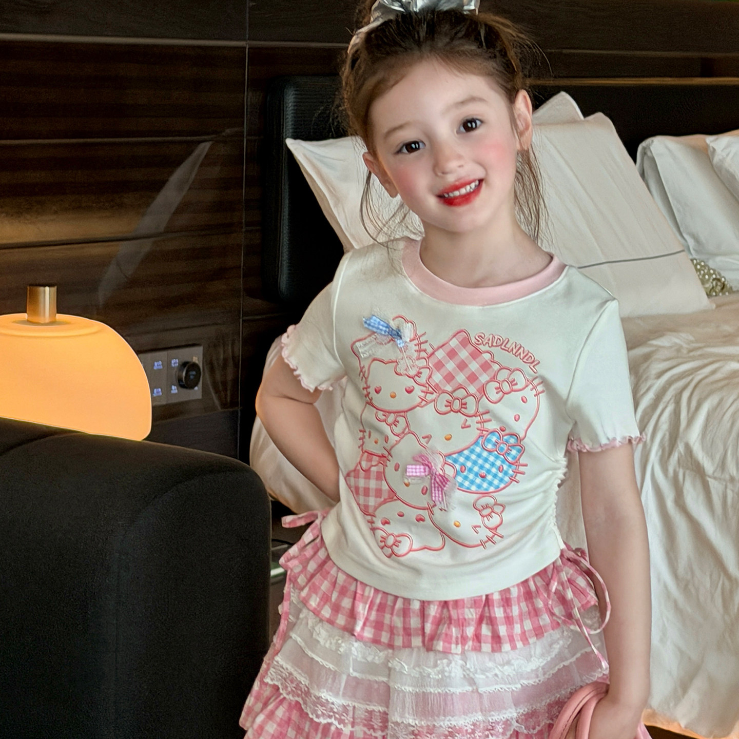 栀了成长记女童装甜美卡通短袖T恤2026夏季新款儿童圆领修身上衣