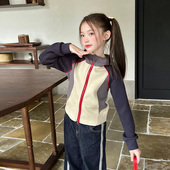 儿童宝宝上衣撞色卫衣 2026新款 栀了成长记童装 女童时髦外套春季