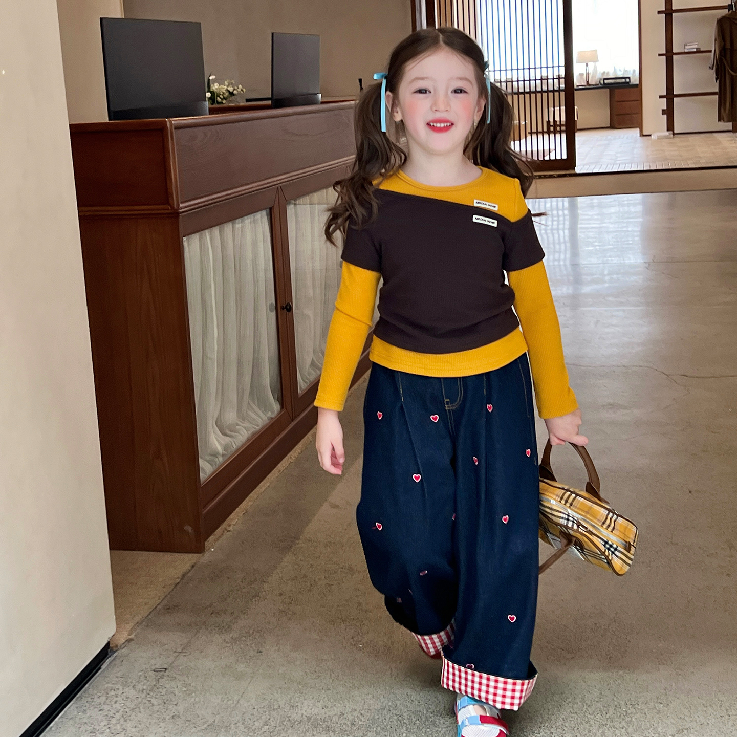 栀了成长记女童假两件上衣