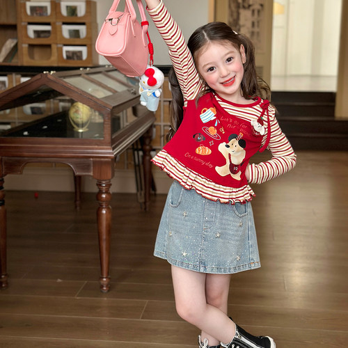 栀了成长记女童春季假两件上衣