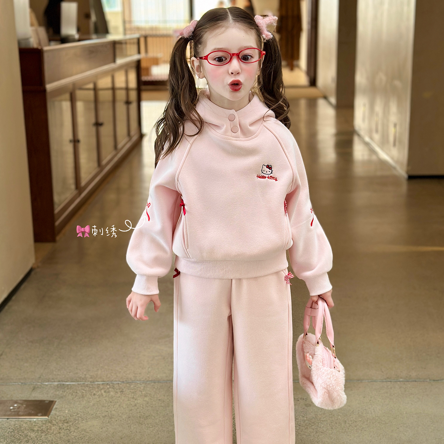 栀了成长记女童冬季加绒套装