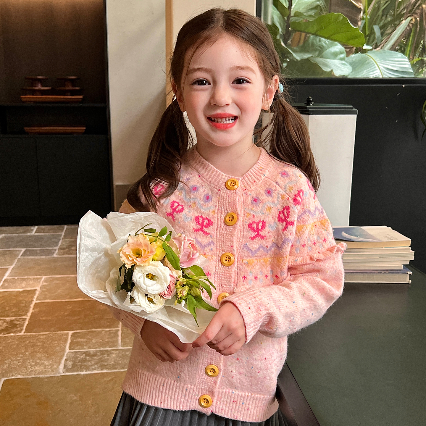 栀了成长记女童毛衣开衫