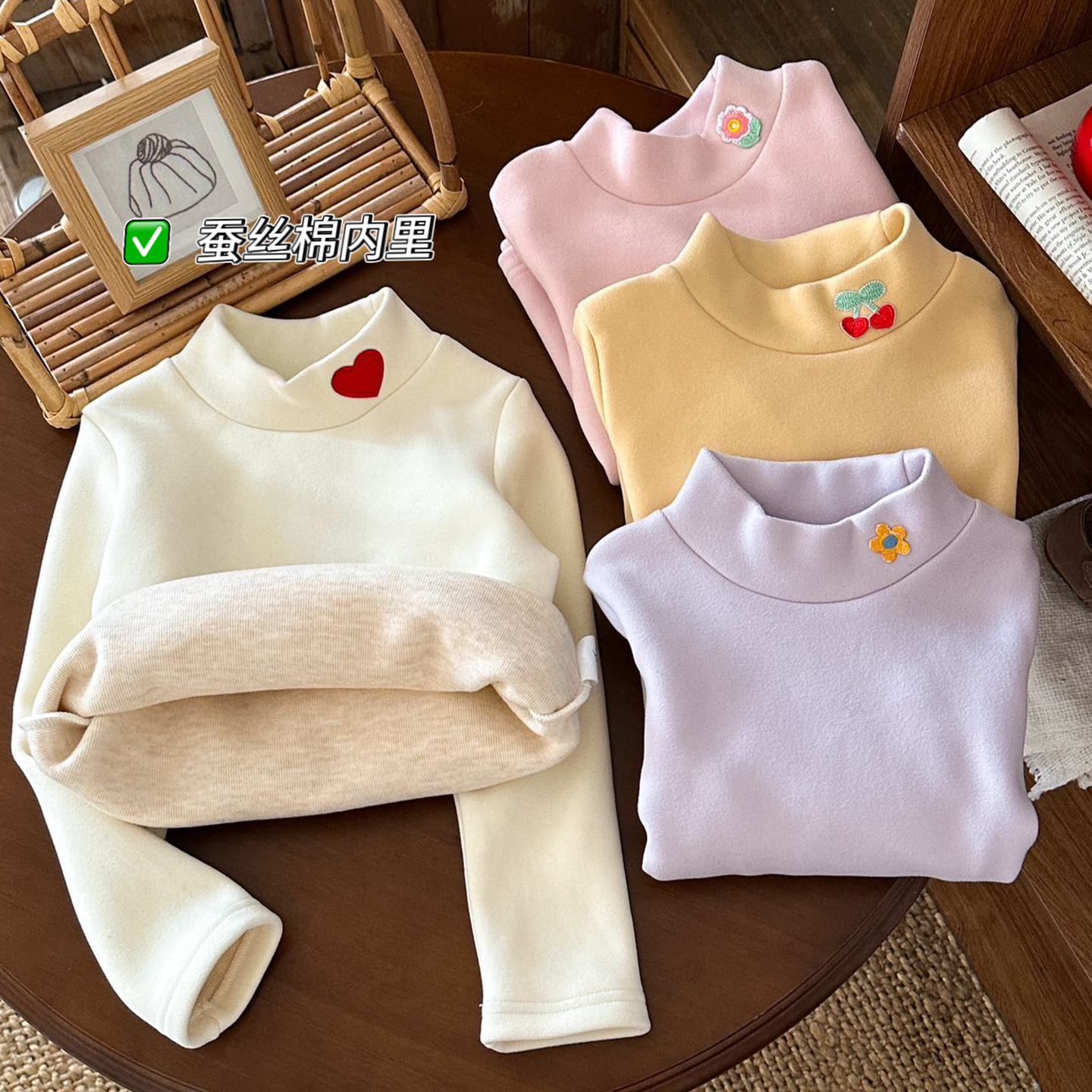 栀了成长记女童冬季加绒打底衫