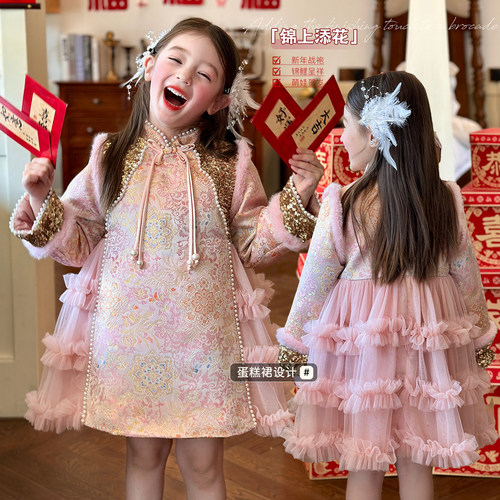 栀了成长记女童冬季夹棉连衣裙