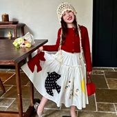 儿童宝宝百搭休闲开衫 栀了成长记童装 新款 秋季 上衣 女童红色针织衫