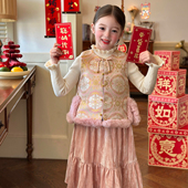 儿童国风甜美无袖 夹棉马甲2026春装 上衣 女童新中式 栀了成长记童装