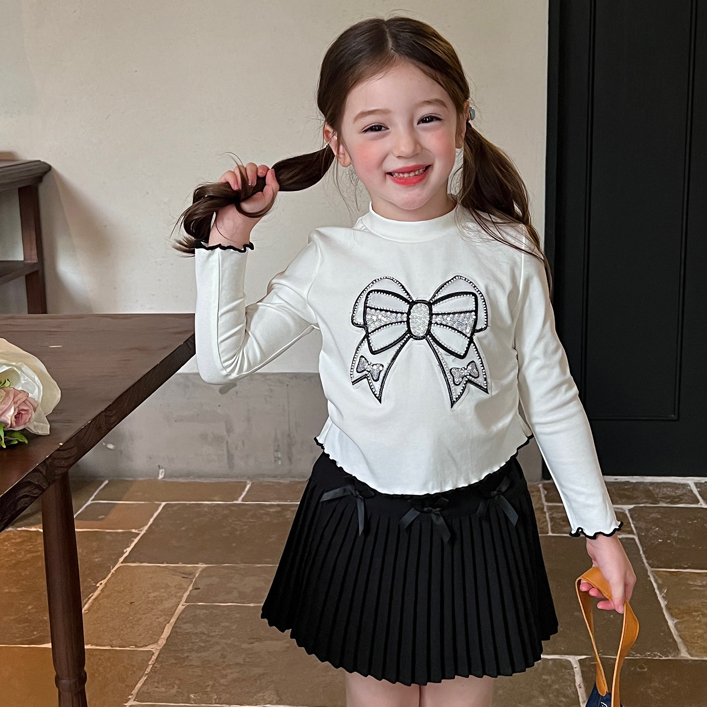 栀了成长记童装女童百搭简约蝴蝶结上衣秋款儿童宝宝韩版长袖T恤,童装/婴儿装/亲子装,T恤,淘宝优惠券,粉丝福利购,淘宝优惠卷